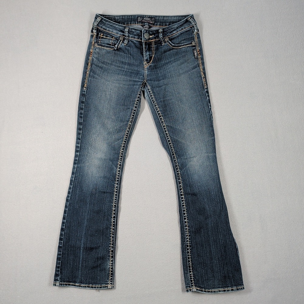 Silver Jeans Co Aiko Bootcut W27 L31 Blue Denim Distressed Thick‎ Stitch Mens